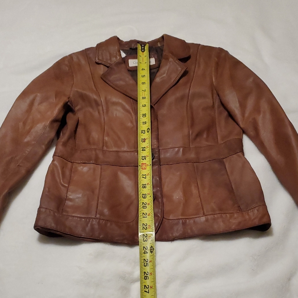 Calvin Klein Brown Real Leather Women's Jacket - Picture 10 of 11